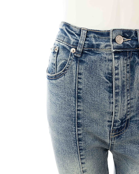 INGNI(イング) レースアップフレアデニムパンツ デニム/ブルー