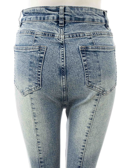 INGNI(イング) レースアップフレアデニムパンツ デニム/ブルー