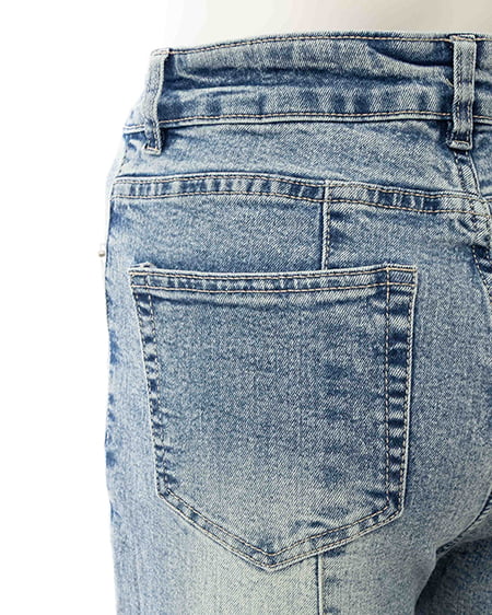 INGNI(イング) レースアップフレアデニムパンツ デニム/ブルー