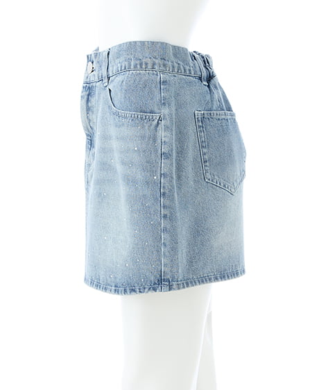 INGNI（イング） ラインストーンデニムミニスカート(セットアップ対応) ﾃﾞﾆﾑ/ﾗｲﾄﾌﾞﾙｰ