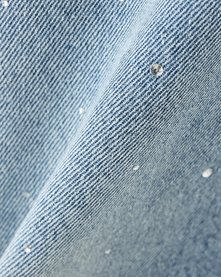 INGNI（イング） ラインストーンデニムミニスカート(セットアップ対応) ﾃﾞﾆﾑ/ﾗｲﾄﾌﾞﾙｰ