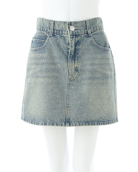 INGNI（イング） ラインストーンデニムミニスカート(セットアップ対応) ﾃﾞﾆﾑ/ﾌﾞﾙｰ