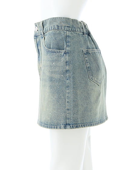 INGNI（イング） ラインストーンデニムミニスカート(セットアップ対応) ﾃﾞﾆﾑ/ﾌﾞﾙｰ