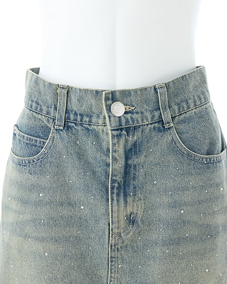 INGNI（イング） ラインストーンデニムミニスカート(セットアップ対応) ﾃﾞﾆﾑ/ﾌﾞﾙｰ