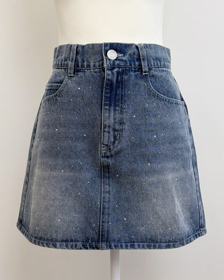 ラインストーンデニムミニスカート