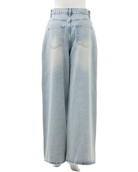 INGNI（イング） グリッターラメデニムワイドパンツ ﾃﾞﾆﾑ/ﾗｲﾄﾌﾞﾙｰ