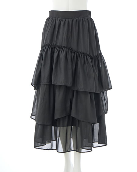 INGNI(イング) シアーティアードスカート クロ