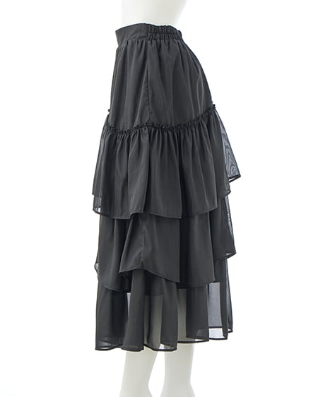 INGNI(イング) シアーティアードスカート クロ