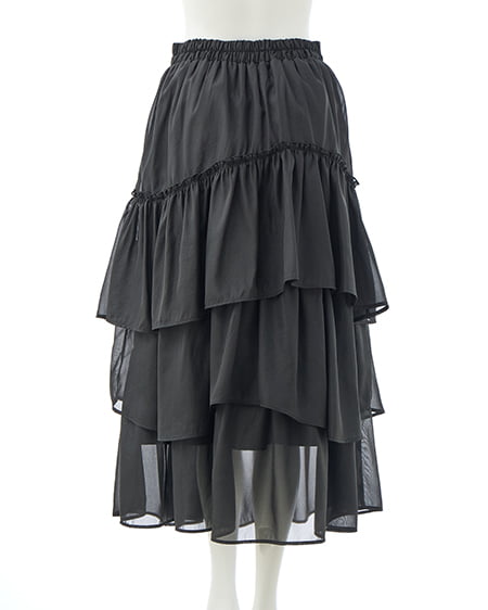 INGNI(イング) シアーティアードスカート クロ