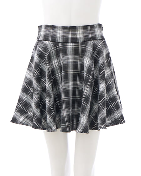 INGNI（イング） バックリボンチェック柄フレアスカパン ｸﾛ/ﾁｪｯｸ