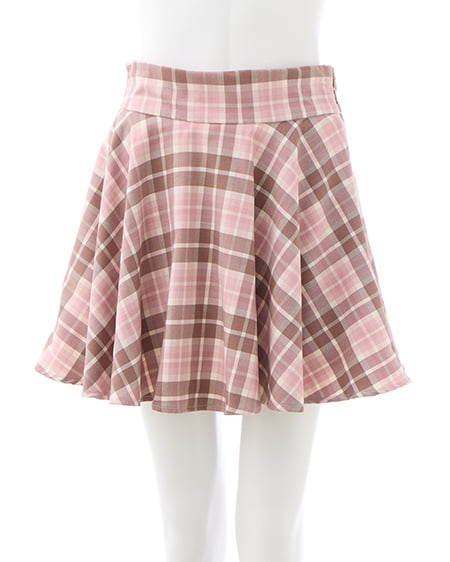 INGNI（イング） バックリボンチェック柄フレアスカパン ﾋﾟﾝｸ/ﾁｪｯｸ