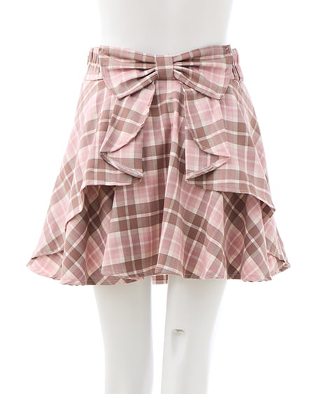 INGNI（イング） バックリボンチェック柄フレアスカパン ﾋﾟﾝｸ/ﾁｪｯｸ