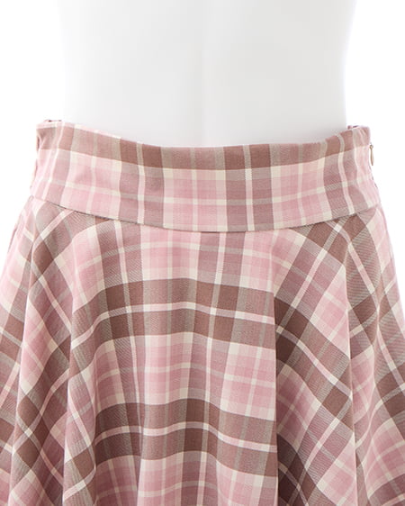 INGNI（イング） バックリボンチェック柄フレアスカパン ﾋﾟﾝｸ/ﾁｪｯｸ