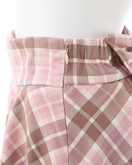 INGNI（イング） バックリボンチェック柄フレアスカパン ﾋﾟﾝｸ/ﾁｪｯｸ