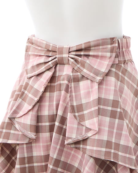 INGNI（イング） バックリボンチェック柄フレアスカパン ﾋﾟﾝｸ/ﾁｪｯｸ