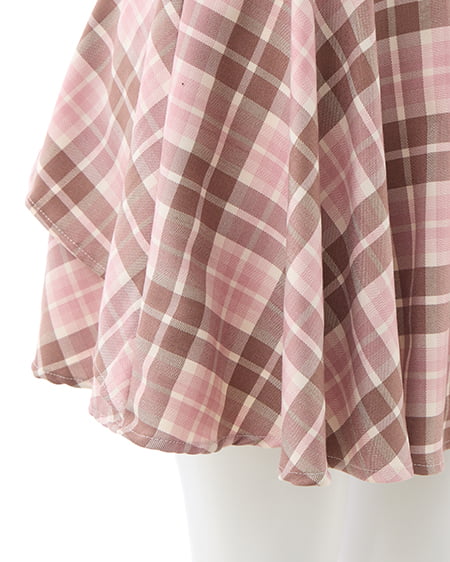 INGNI（イング） バックリボンチェック柄フレアスカパン ﾋﾟﾝｸ/ﾁｪｯｸ