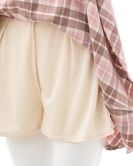 INGNI（イング） バックリボンチェック柄フレアスカパン ﾋﾟﾝｸ/ﾁｪｯｸ