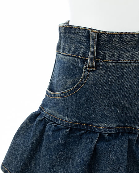 INGNI（イング） ベルト付デニムフリルミニスカパン ﾃﾞﾆﾑ/ｺﾝ