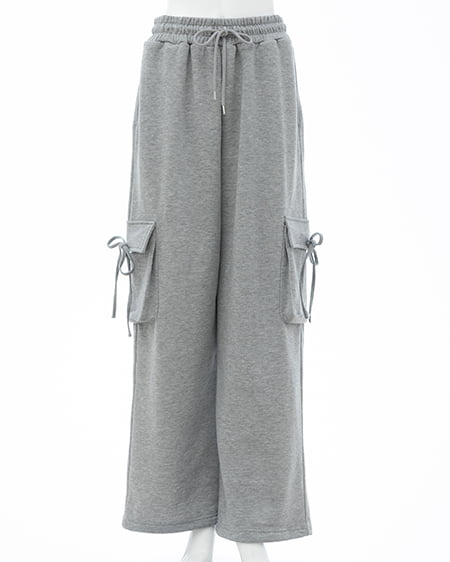 INGNI(イング) リボン付カーゴスウェットパンツ グレー