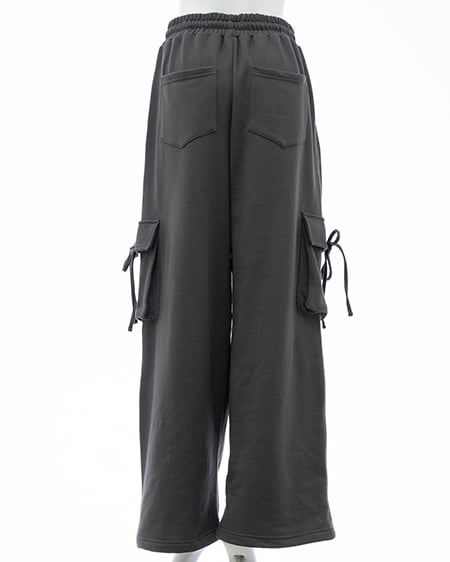 INGNI（イング） リボン付カーゴスウェットパンツ ﾁｬｺｰﾙｸﾞﾚｰ