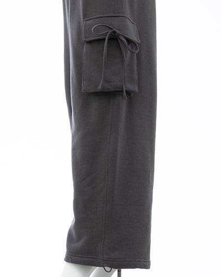 INGNI（イング） リボン付カーゴスウェットパンツ ﾁｬｺｰﾙｸﾞﾚｰ