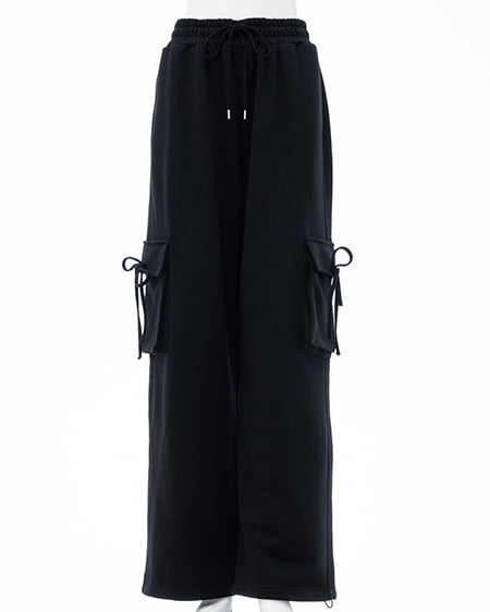 INGNI（イング） リボン付カーゴスウェットパンツ ｸﾛ