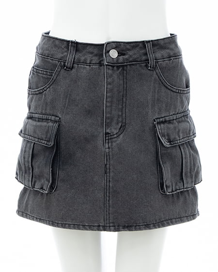 INGNI（イング） デニムカーゴミニスカパン ｸﾞﾚｰ