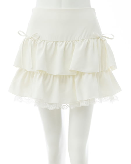 INGNI（イング） 裾レースレイヤーフリルミニスカパン ｵﾌﾎﾜｲﾄ