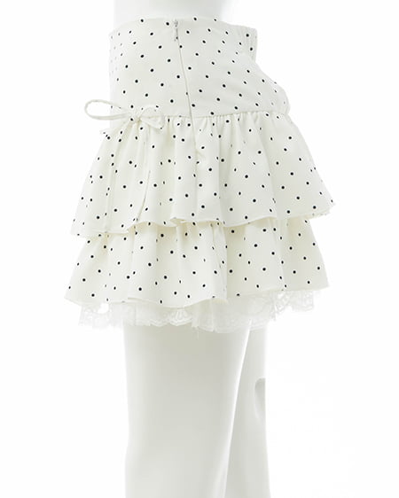 INGNI（イング） 裾レースレイヤーフリルミニスカパン ｵﾌ/ﾄﾞｯﾄ