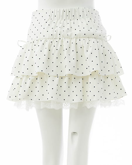 INGNI（イング） 裾レースレイヤーフリルミニスカパン ｵﾌ/ﾄﾞｯﾄ