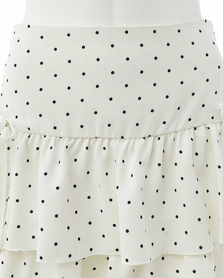 INGNI（イング） 裾レースレイヤーフリルミニスカパン ｵﾌ/ﾄﾞｯﾄ