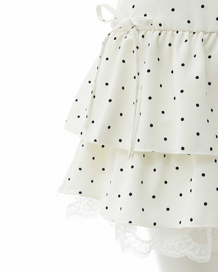 INGNI（イング） 裾レースレイヤーフリルミニスカパン ｵﾌ/ﾄﾞｯﾄ