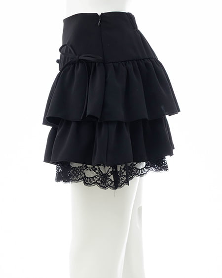 INGNI（イング） 裾レースレイヤーフリルミニスカパン ｸﾛ