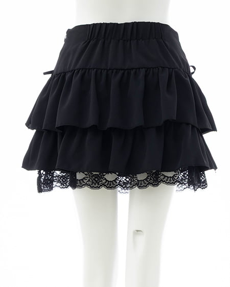 INGNI（イング） 裾レースレイヤーフリルミニスカパン ｸﾛ