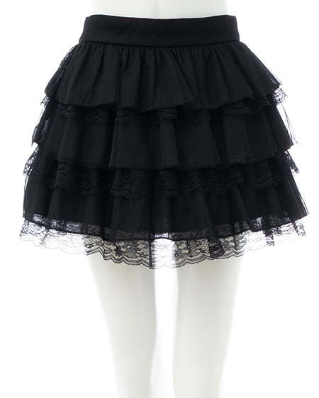 INGNI（イング） チュールレースフリルスカパン ｸﾛ