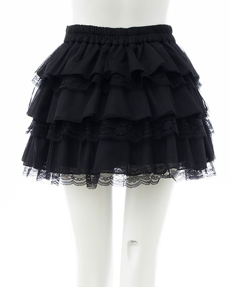INGNI（イング） チュールレースフリルスカパン ｸﾛ