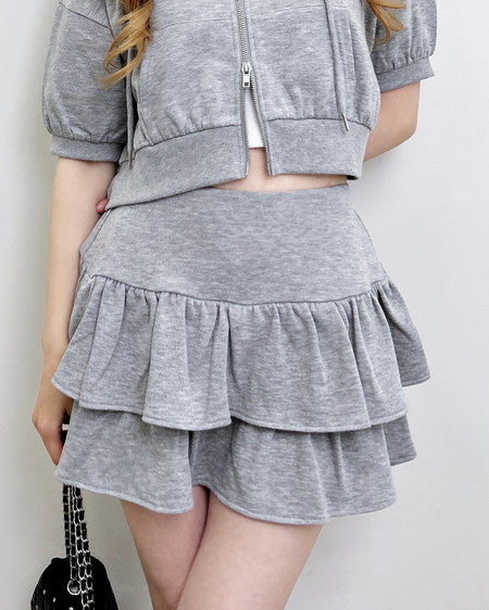 ラインストーンロゴフリルスカート