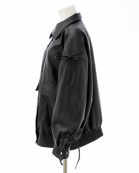 INGNI(イング) マルチWayリボンフェイクレザービッグブルゾン クロ