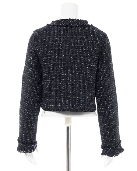 INGNI（イング） ツイードフリンジジャケット(セットアップ対応) ｸﾛ/ﾂｲｰﾄﾞ