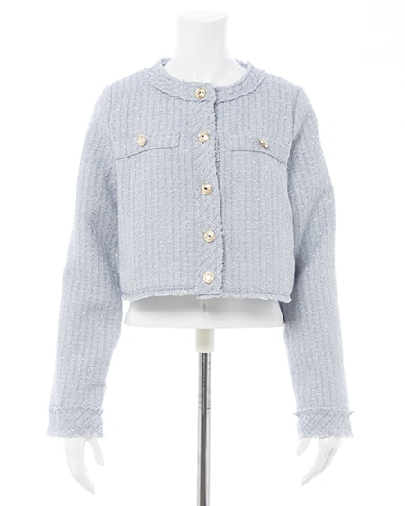 INGNI（イング） ツイードフリンジジャケット(セットアップ対応) ｻｯｸｽ/ﾂｲｰﾄﾞ