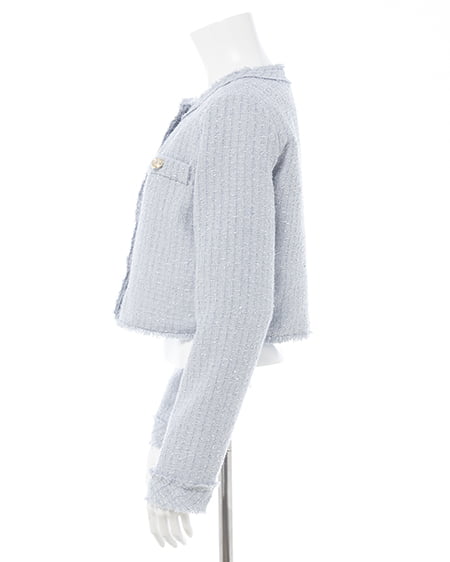 INGNI（イング） ツイードフリンジジャケット(セットアップ対応) ｻｯｸｽ/ﾂｲｰﾄﾞ