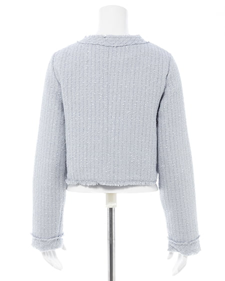 INGNI（イング） ツイードフリンジジャケット(セットアップ対応) ｻｯｸｽ/ﾂｲｰﾄﾞ