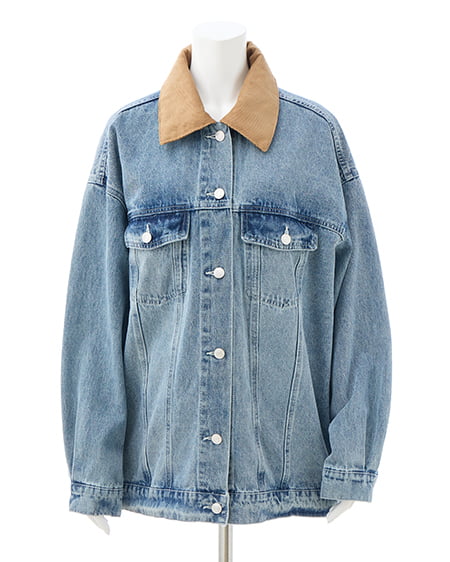 INGNI（イング） 襟異素材取り外しビッグGジャン ﾃﾞﾆﾑ/ﾗｲﾄﾌﾞﾙｰ