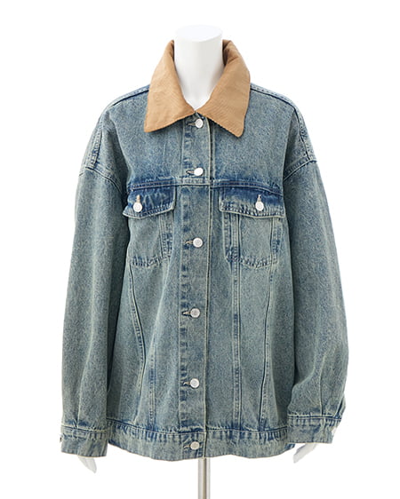 INGNI（イング） 襟異素材取り外しビッグGジャン ﾃﾞﾆﾑ/ﾌﾞﾙｰ