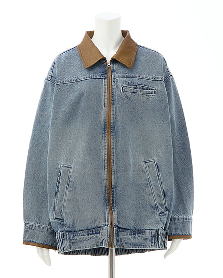 INGNI（イング） 襟袖異素材フロントジップデニムジャケット ﾃﾞﾆﾑ/ﾗｲﾄﾌﾞﾙｰ