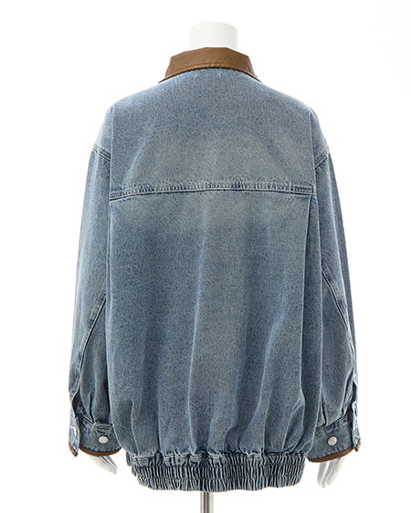 INGNI（イング） 襟袖異素材フロントジップデニムジャケット ﾃﾞﾆﾑ/ﾗｲﾄﾌﾞﾙｰ