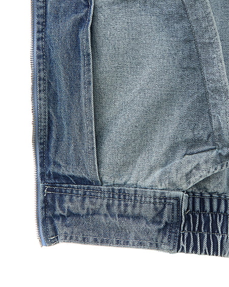 INGNI（イング） 襟袖異素材フロントジップデニムジャケット ﾃﾞﾆﾑ/ﾗｲﾄﾌﾞﾙｰ