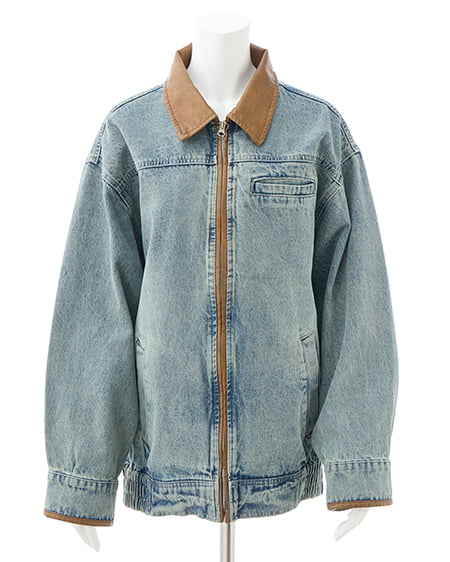 INGNI（イング） 襟袖異素材フロントジップデニムジャケット ﾃﾞﾆﾑ/ﾌﾞﾙｰ