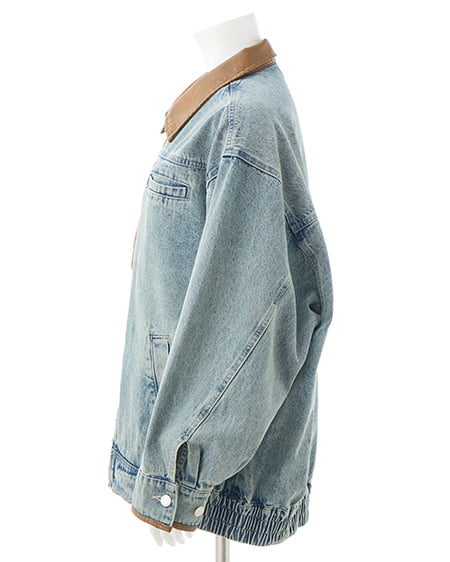 INGNI（イング） 襟袖異素材フロントジップデニムジャケット ﾃﾞﾆﾑ/ﾌﾞﾙｰ