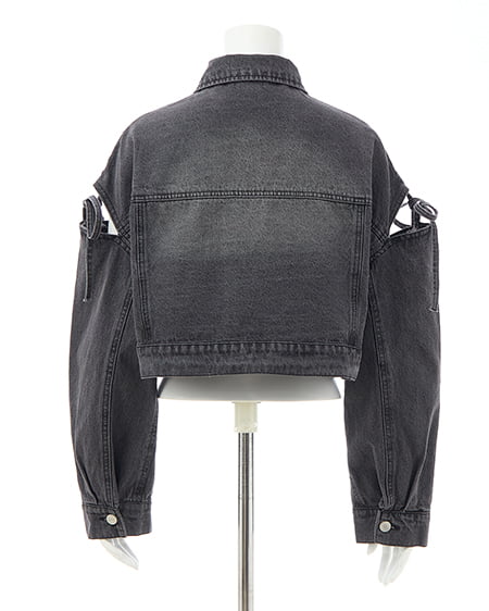 INGNI（イング） 袖リボンクロップド丈Gジャン ｸﾞﾚｰ